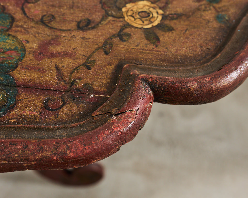 18th Century Italian Baroque Painted Chinoiserie Tilt Top Center Table