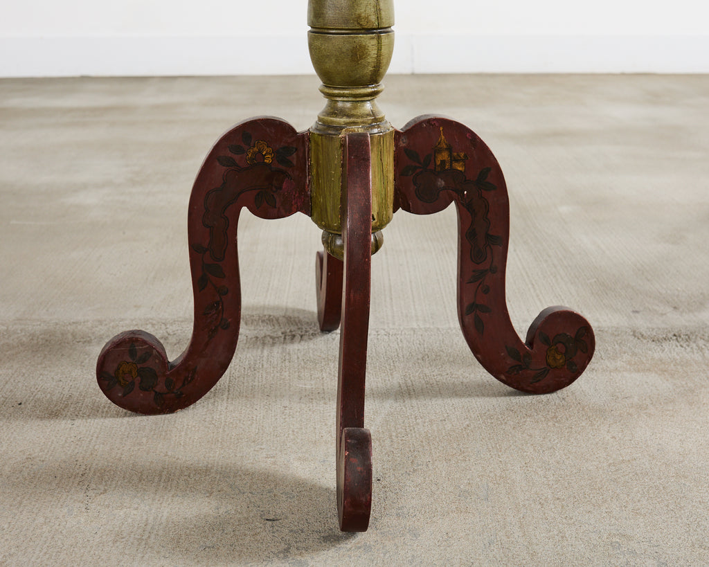 18th Century Italian Baroque Painted Chinoiserie Tilt Top Center Table
