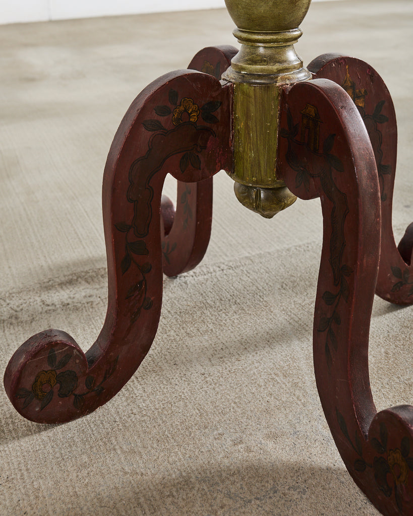 18th Century Italian Baroque Painted Chinoiserie Tilt Top Center Table