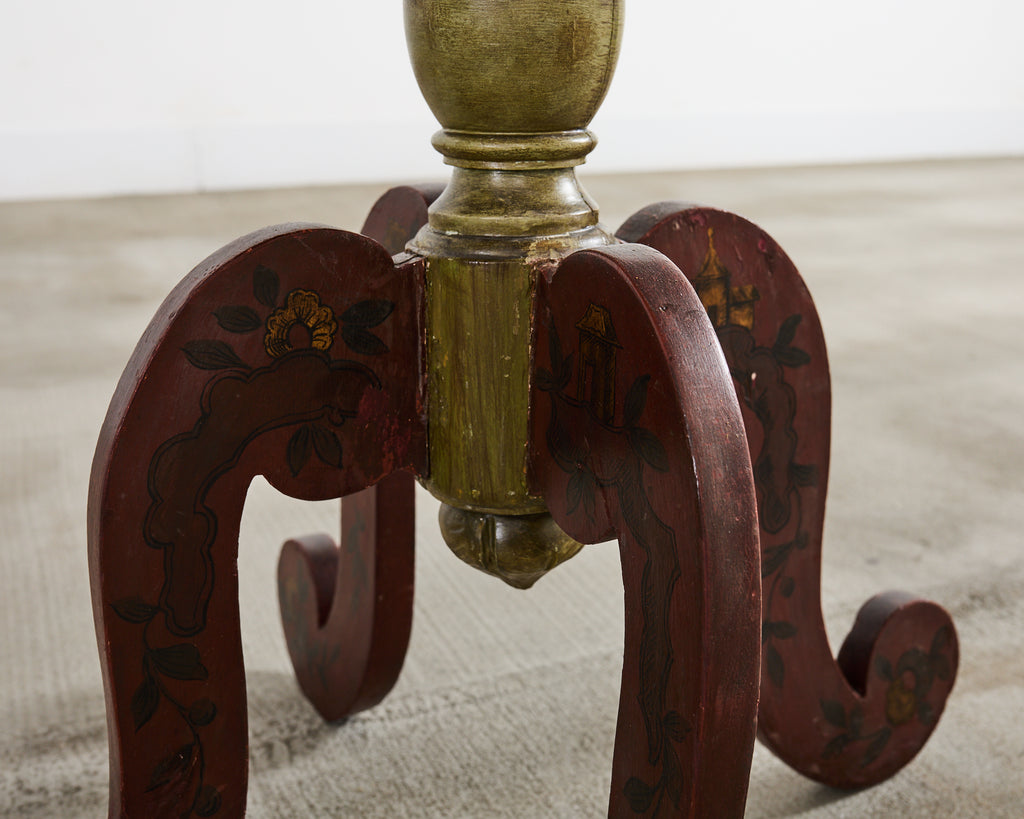18th Century Italian Baroque Painted Chinoiserie Tilt Top Center Table