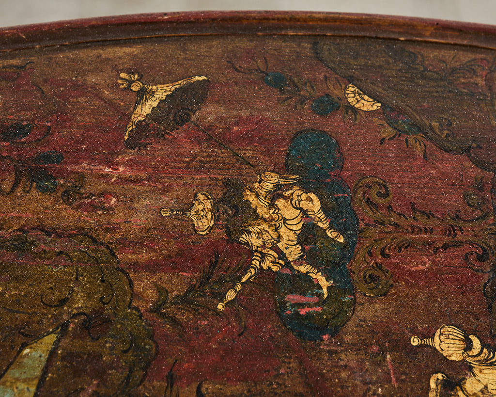 18th Century Italian Baroque Painted Chinoiserie Tilt Top Center Table
