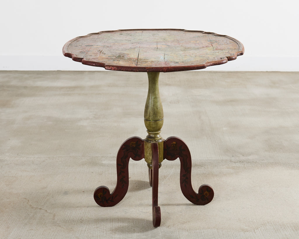 18th Century Italian Baroque Painted Chinoiserie Tilt Top Center Table