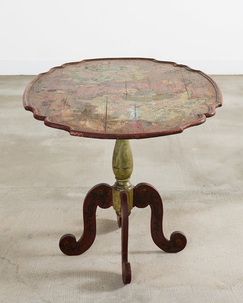 18th Century Italian Baroque Painted Chinoiserie Tilt Top Center Table