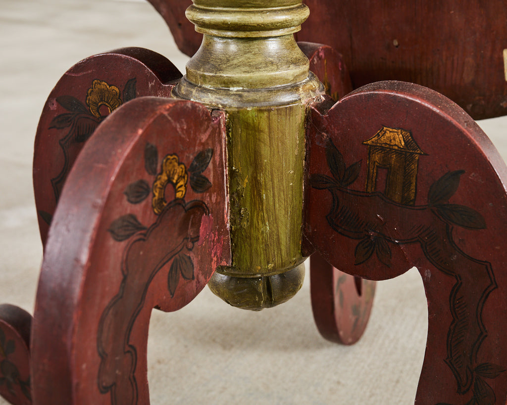 18th Century Italian Baroque Painted Chinoiserie Tilt Top Center Table