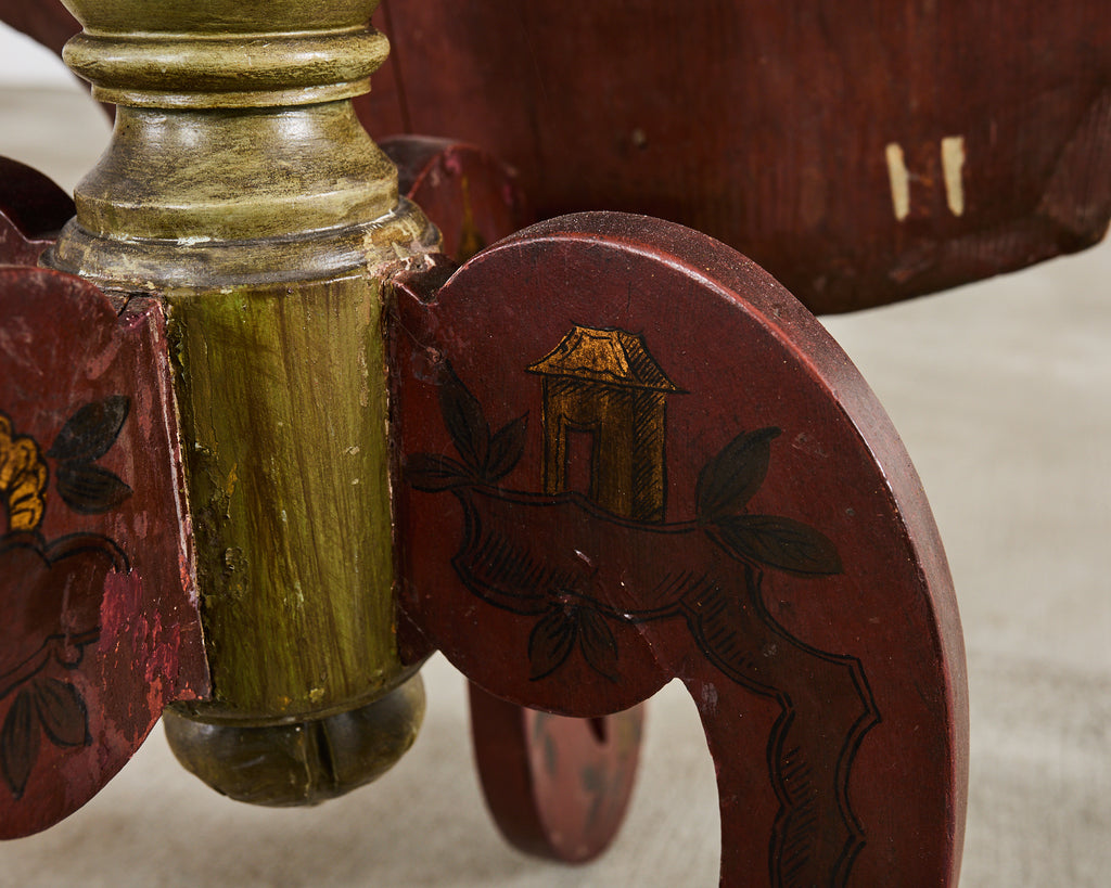 18th Century Italian Baroque Painted Chinoiserie Tilt Top Center Table