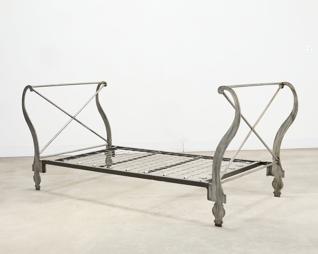 French Neoclassical Directoire Style Iron Sleigh-Form Daybed