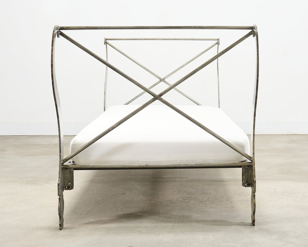 French Neoclassical Directoire Style Iron Sleigh-Form Daybed