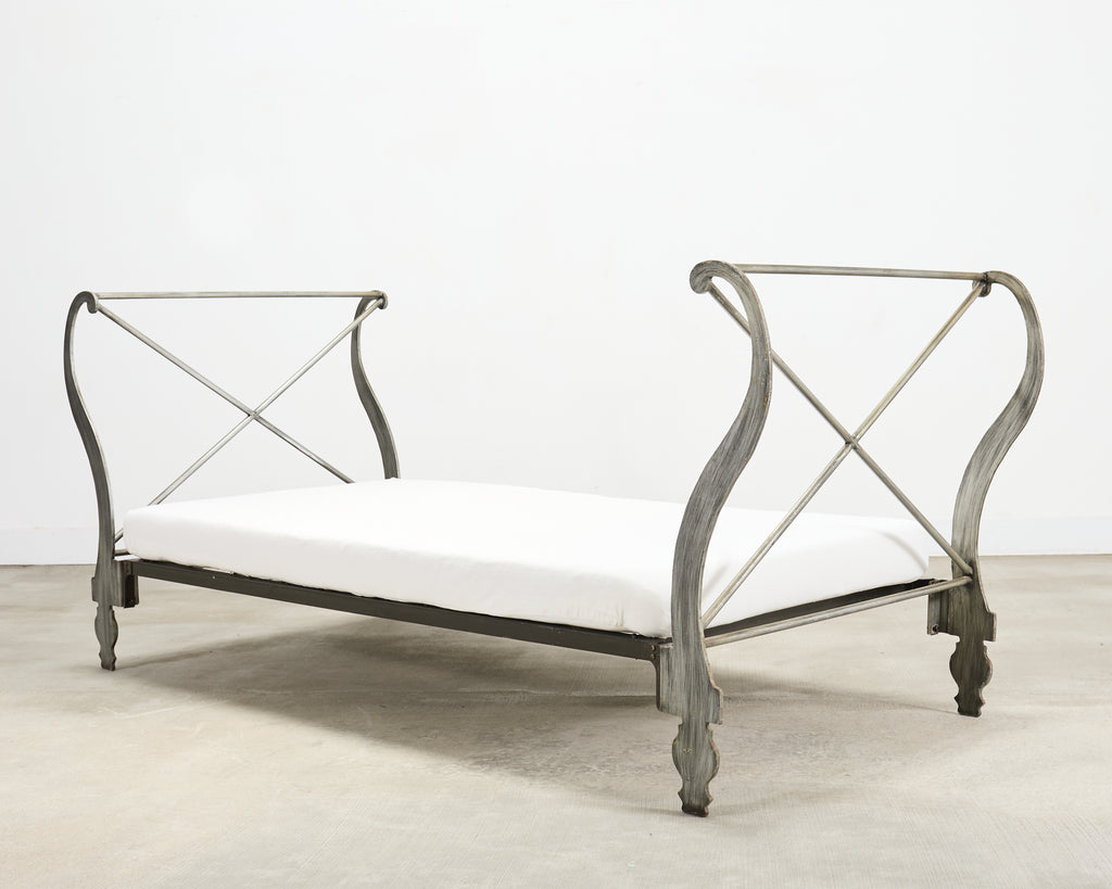 French Neoclassical Directoire Style Iron Sleigh-Form Daybed
