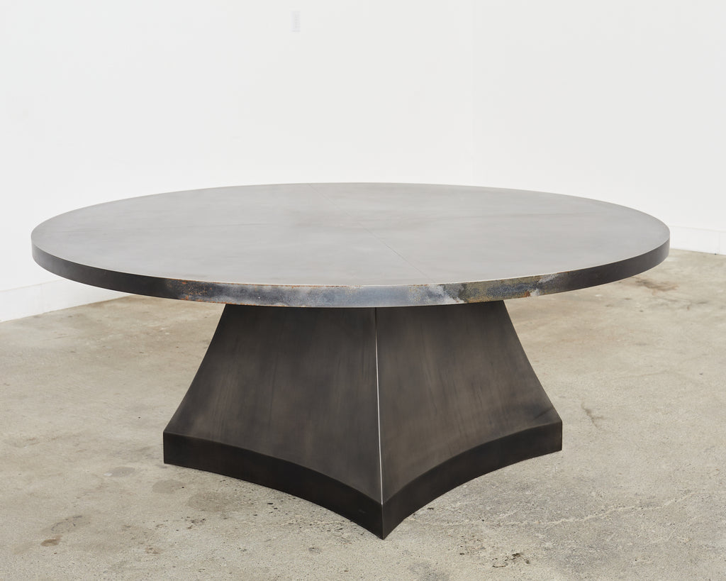 Sally Sirkin Lewis Round Iron Pedestal Dining Center Table