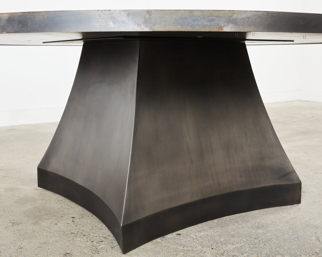 Sally Sirkin Lewis Round Iron Pedestal Dining Center Table