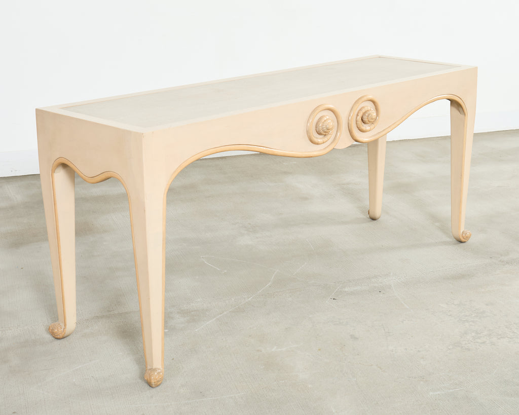 Sally Sirkin J. Robert Scott Travertine Snail Console Table