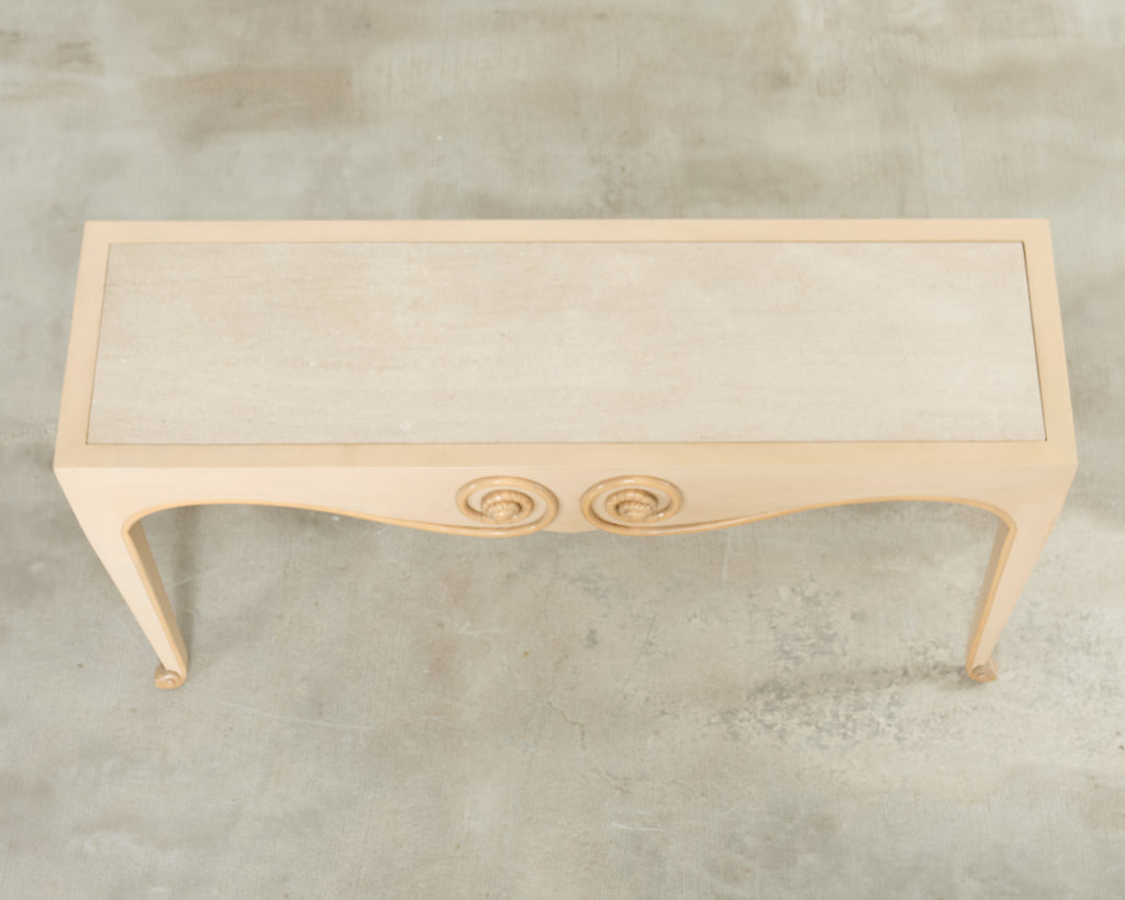 Sally Sirkin J. Robert Scott Travertine Snail Console Table