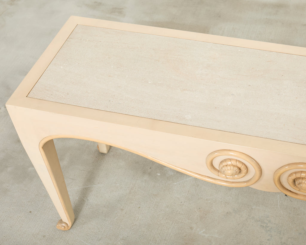 Sally Sirkin J. Robert Scott Travertine Snail Console Table