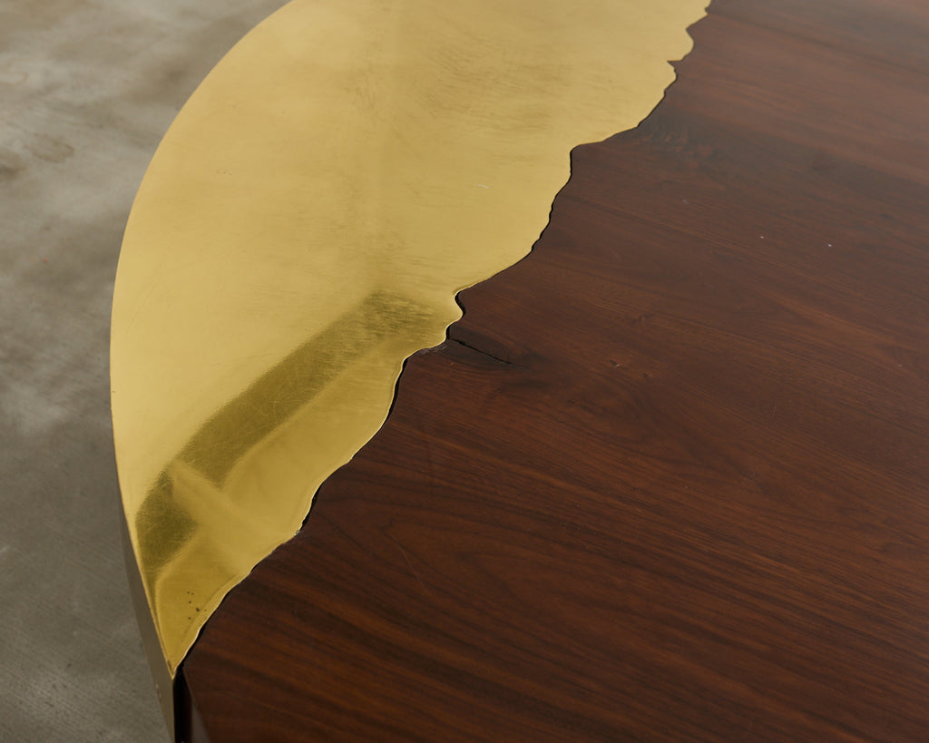 JP Molyneux Studio Walnut Brass Dining Center Table