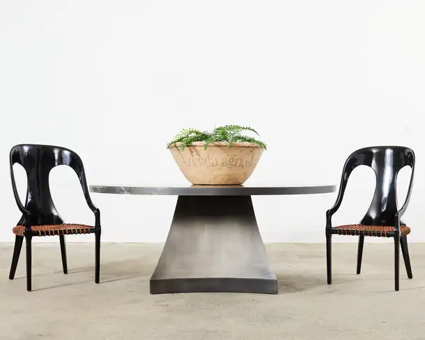 Sally Sirkin Lewis Round Iron Pedestal Dining Center Table