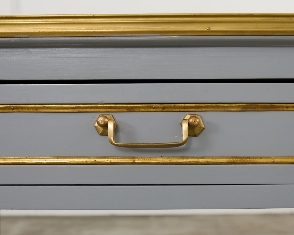 Neoclassical Louis XVI Style Bronze Mounted Marble Top Console Desk