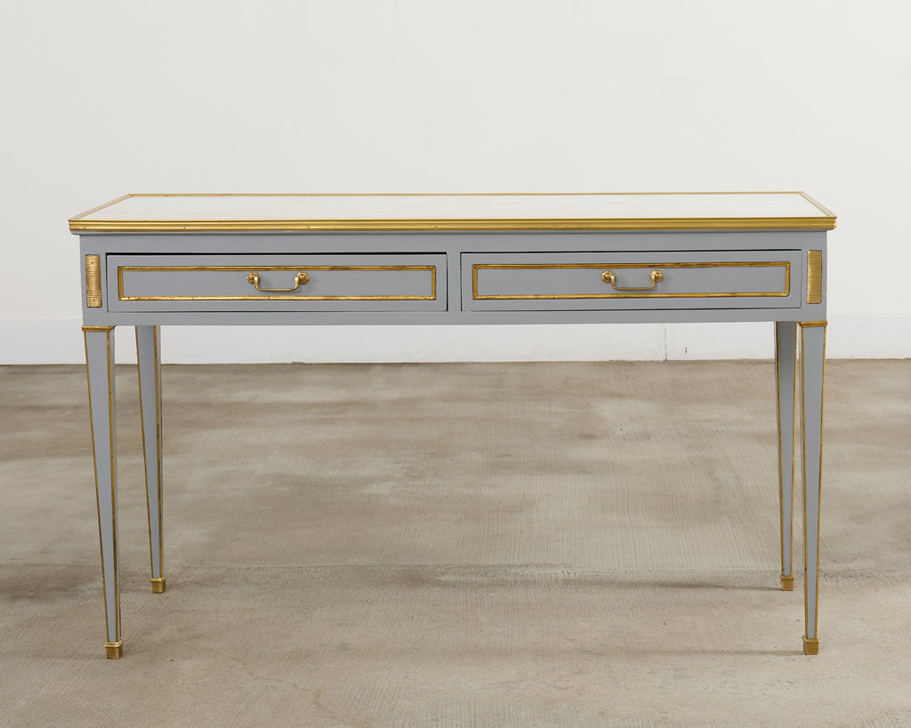 Neoclassical Louis XVI Style Bronze Mounted Marble Top Console Desk