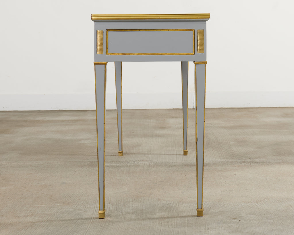 Neoclassical Louis XVI Style Bronze Mounted Marble Top Console Desk
