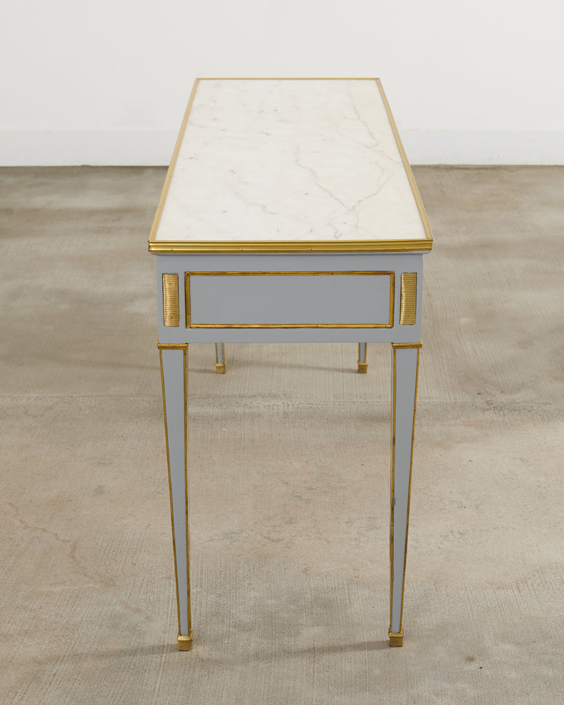 Neoclassical Louis XVI Style Bronze Mounted Marble Top Console Desk