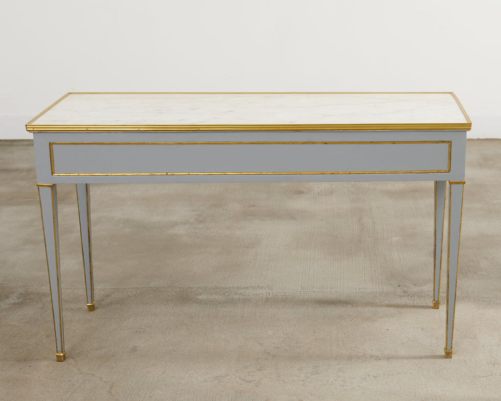 Neoclassical Louis XVI Style Bronze Mounted Marble Top Console Desk
