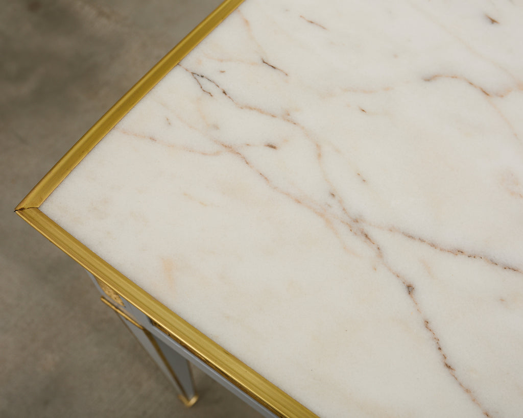 Neoclassical Louis XVI Style Bronze Mounted Marble Top Console Desk