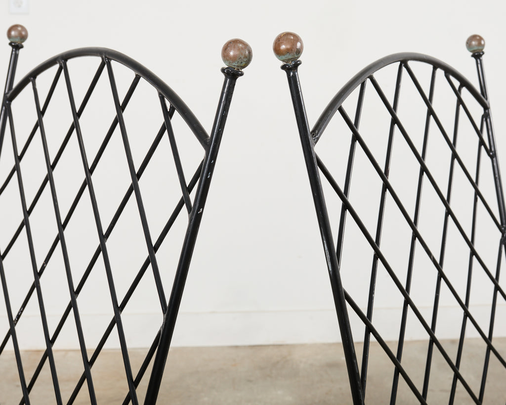 Set of Fourteen Maison Royere Style Iron Garden Dining Chairs