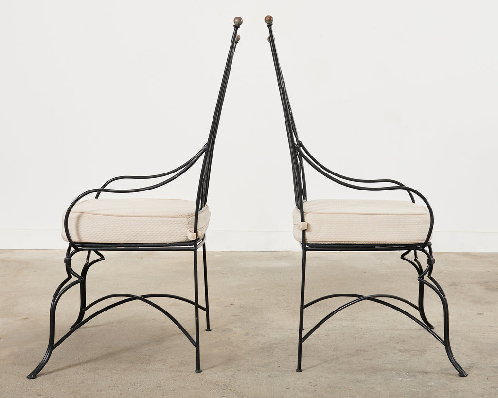 Set of Fourteen Maison Royere Style Iron Garden Dining Chairs