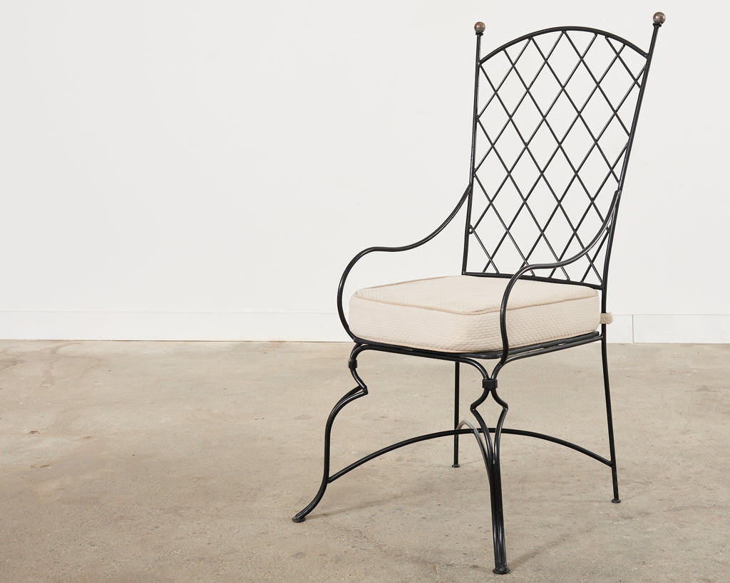 Set of Fourteen Maison Royere Style Iron Garden Dining Chairs