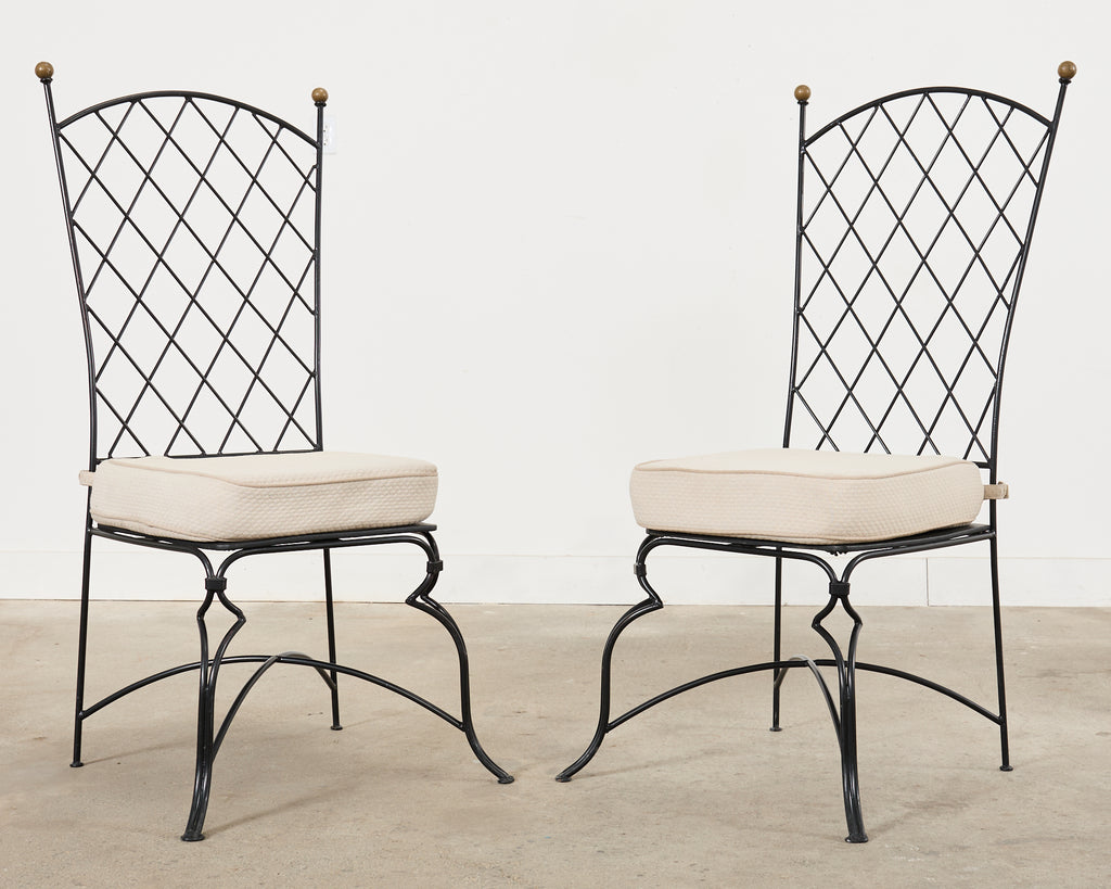 Set of Fourteen Maison Royere Style Iron Garden Dining Chairs