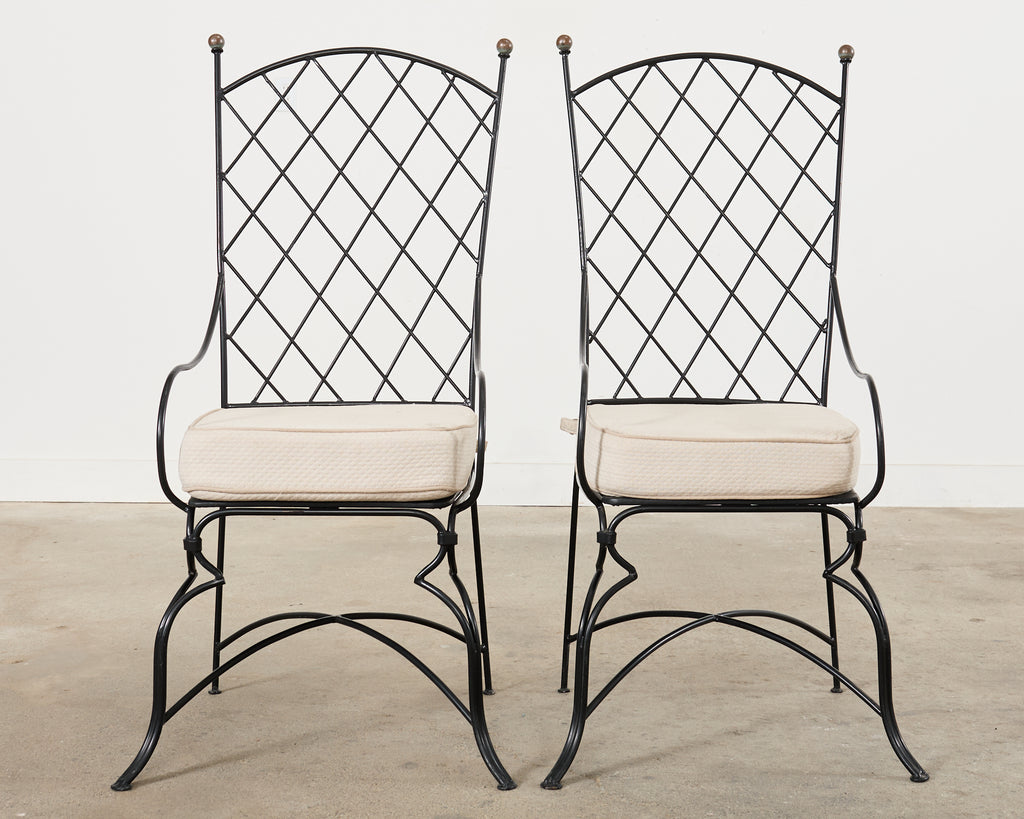 Set of Fourteen Maison Royere Style Iron Garden Dining Chairs