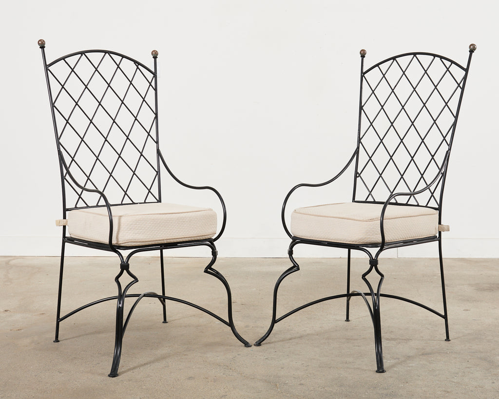 Set of Fourteen Maison Royere Style Iron Garden Dining Chairs