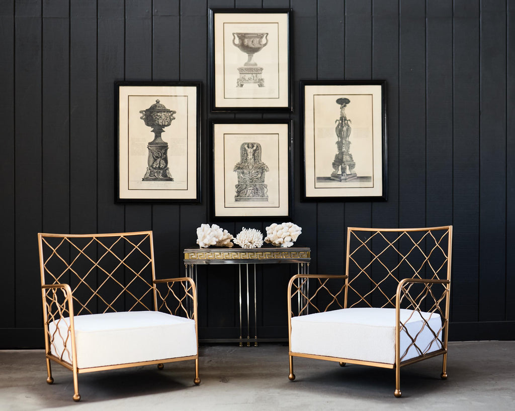 Pair of French Midcentury Gilt Iron Maison Jean Croisillon Armchairs