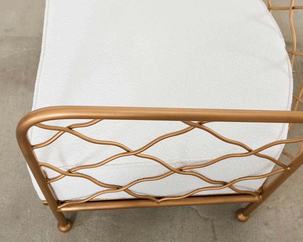 Pair of French Midcentury Gilt Iron Maison Jean Croisillon Armchairs