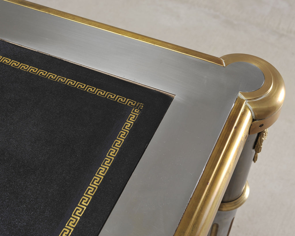 John Vesey Steel Bronze Neoclassical Library Table or Desk