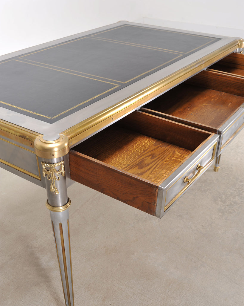 John Vesey Steel Bronze Neoclassical Library Table or Desk