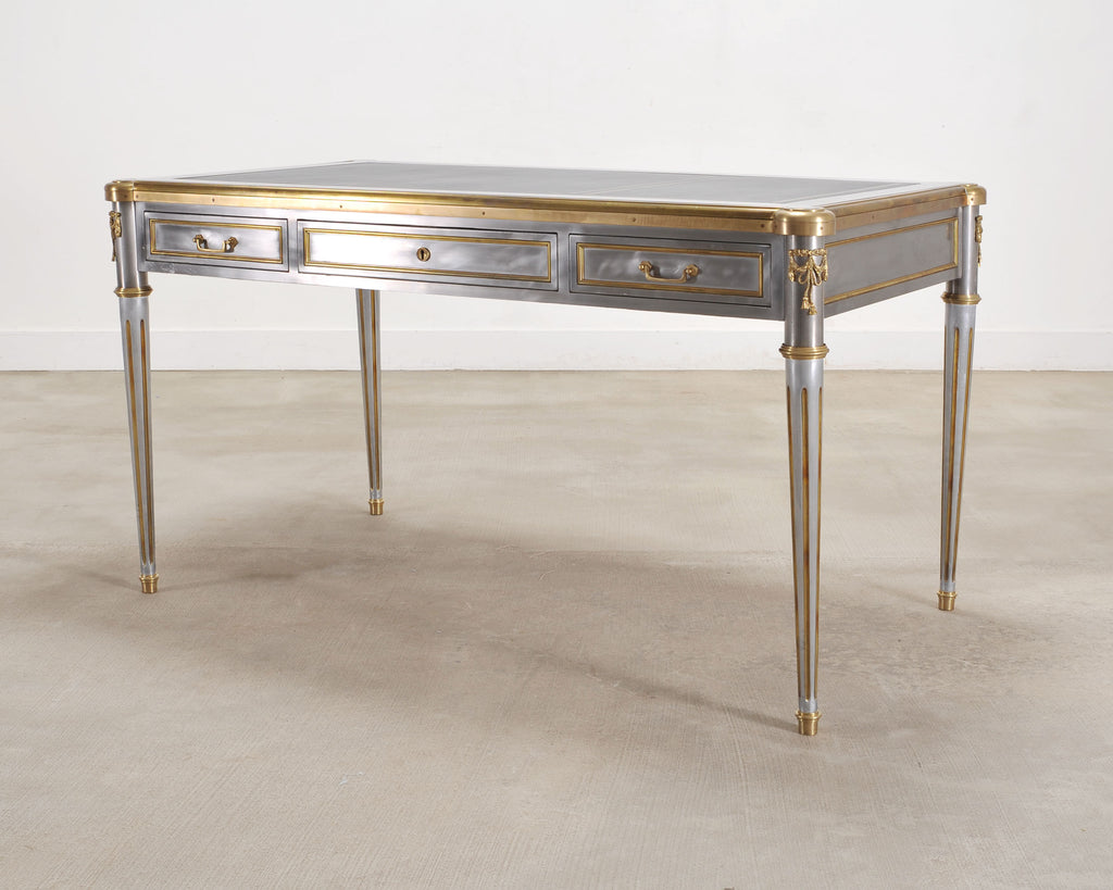 John Vesey Steel Bronze Neoclassical Library Table or Desk