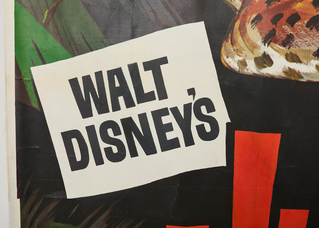 Jungle Cat Disney Movie Poster on Linen 7ft 1960