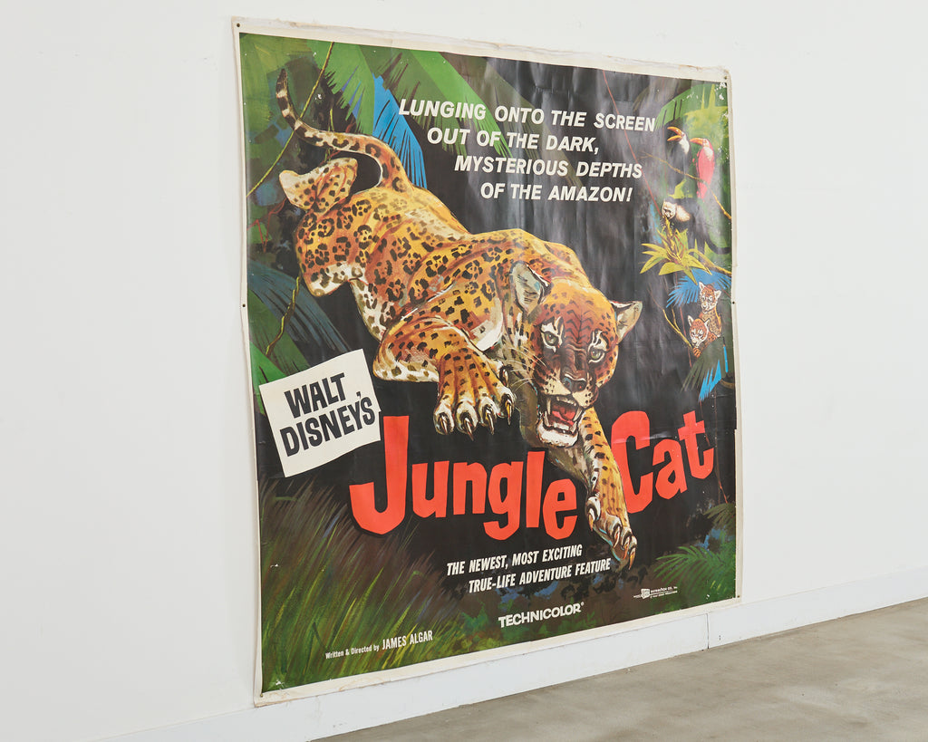 Jungle Cat Disney Movie Poster on Linen 7ft 1960
