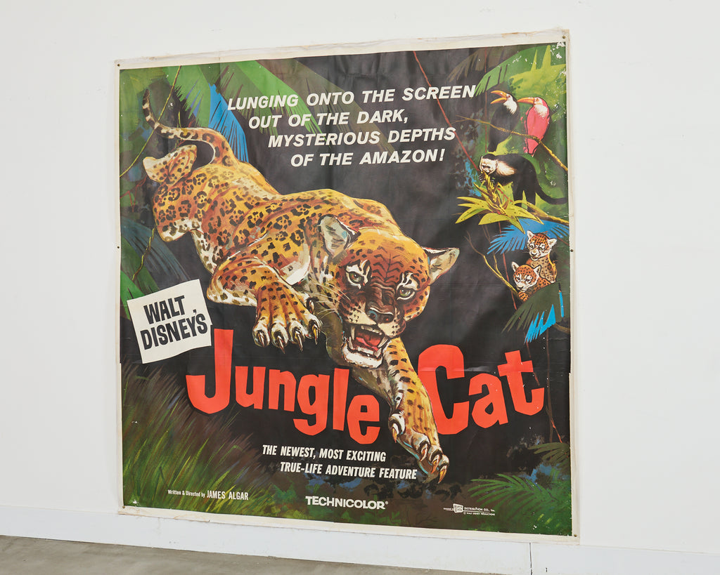 Jungle Cat Disney Movie Poster on Linen 7ft 1960