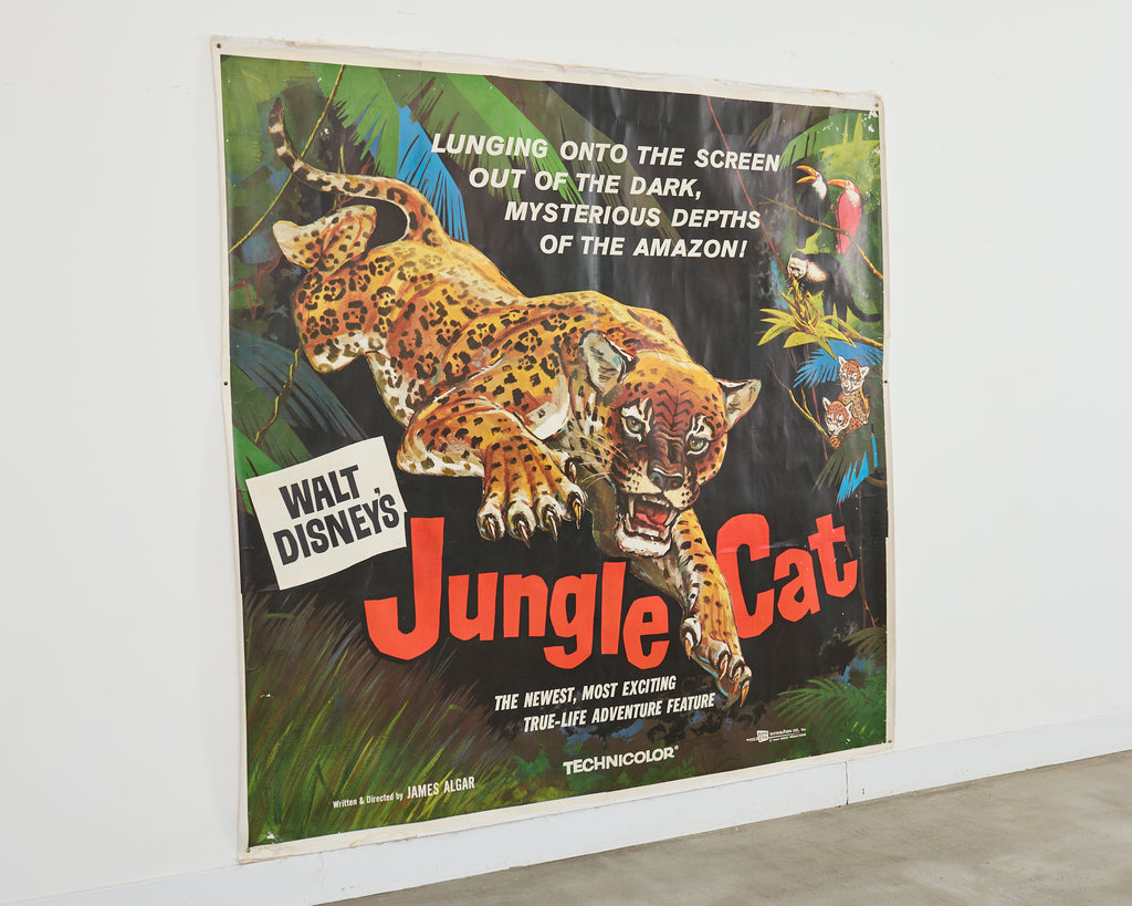 Jungle Cat Disney Movie Poster on Linen 7ft 1960