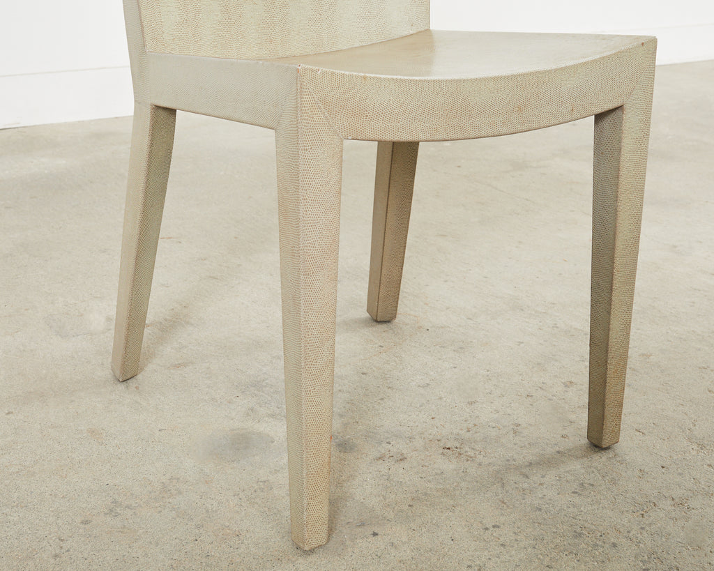 Signed Karl Springer Lizard Leather JMF Chair, 1984