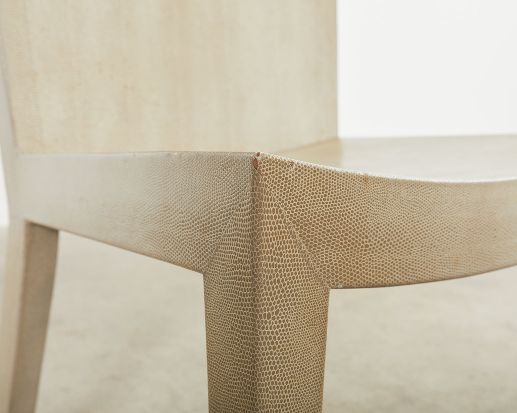 Signed Karl Springer Lizard Leather JMF Chair, 1984