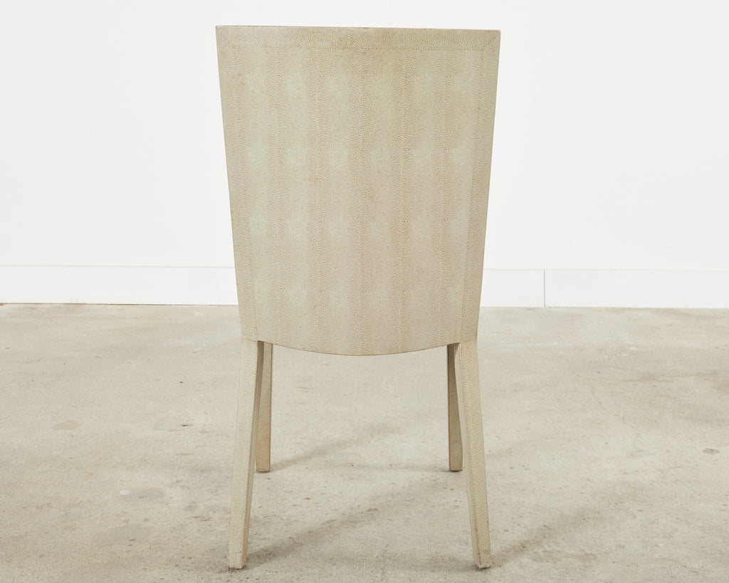 Signed Karl Springer Lizard Leather JMF Chair, 1984