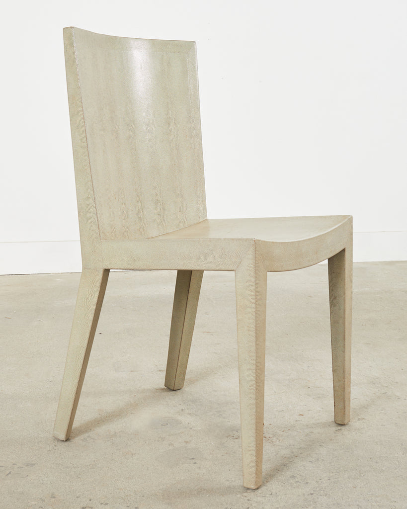 Signed Karl Springer Lizard Leather JMF Chair, 1984