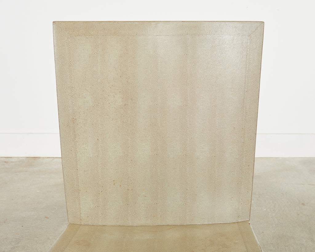 Signed Karl Springer Lizard Leather JMF Chair, 1984