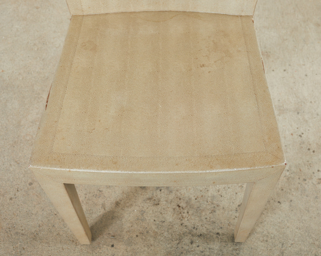 Signed Karl Springer Lizard Leather JMF Chair, 1984