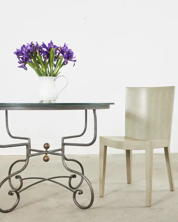 Signed Karl Springer Lizard Leather JMF Chair, 1984