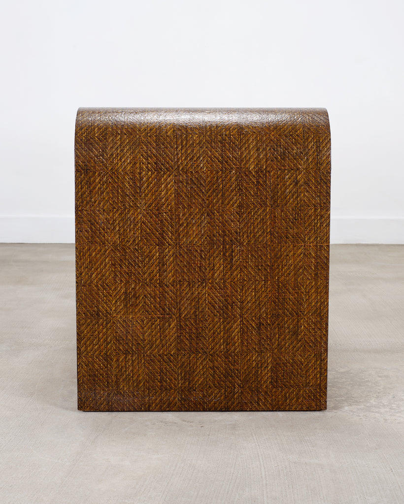 Karl Springer-Style Organic Modern Grasscloth Waterfall Desk