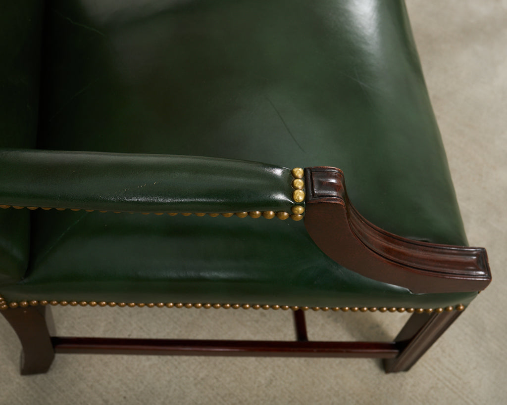 Set Eight Gainsborough Leather Mahogany Library Chairs