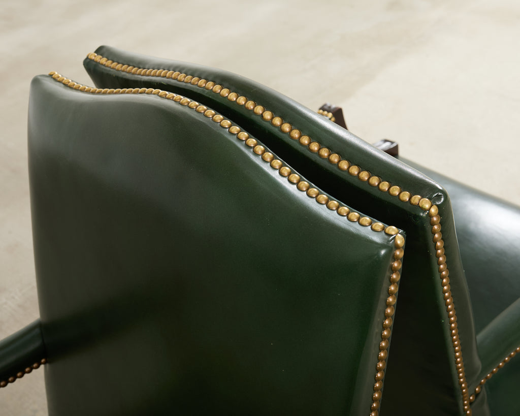 Set Eight Gainsborough Leather Mahogany Library Chairs